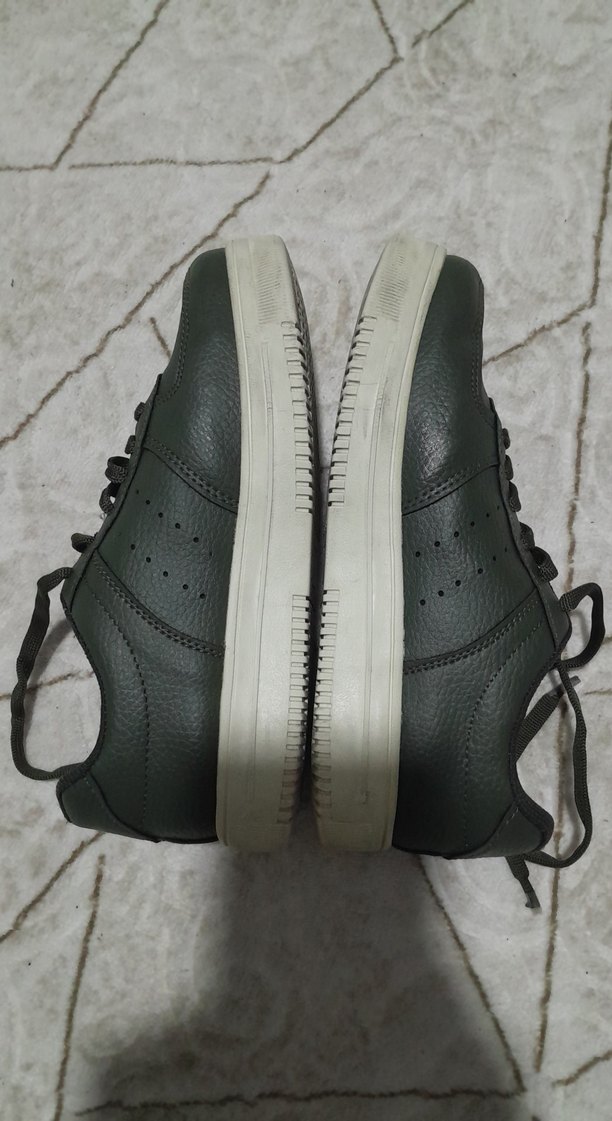 Kadın Haki Deri Kamuflaj Sneakers - Görsel 4