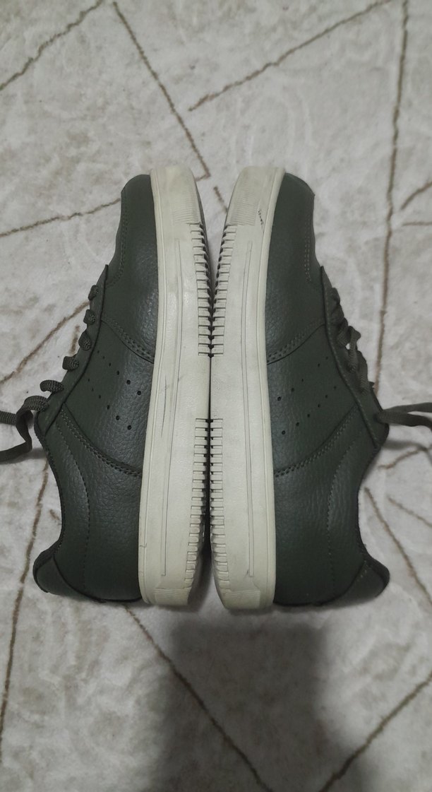 Kadın Haki Deri Kamuflaj Sneakers - Görsel 5