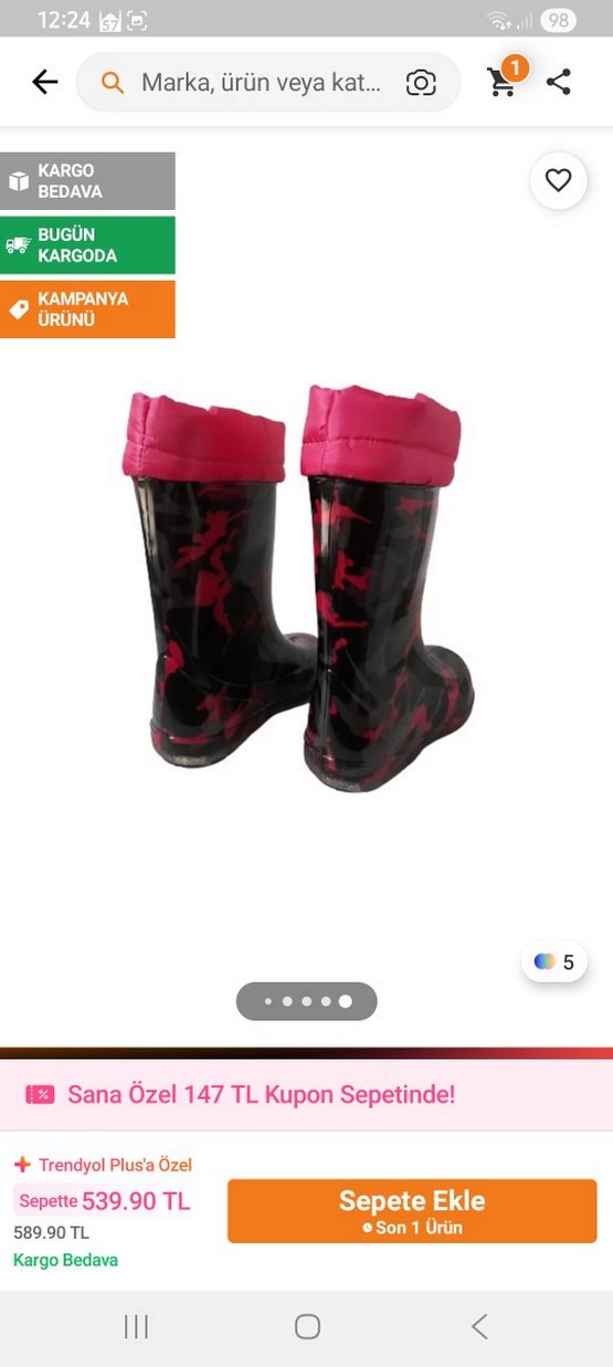 Kız Çocuk Pembe Kamuflaj Desenli Bot - Görsel 2