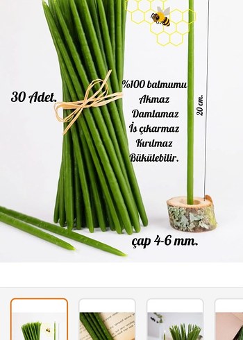 yeşil İnce Mum 12 adet - Görsel 2