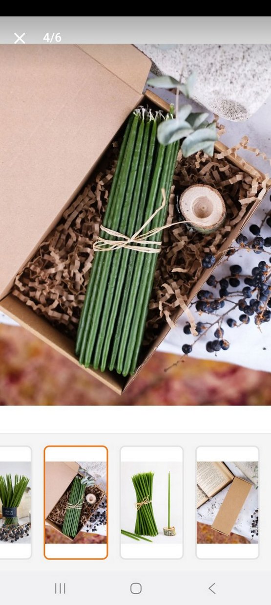 yeşil İnce Mum 12 adet - Görsel 3