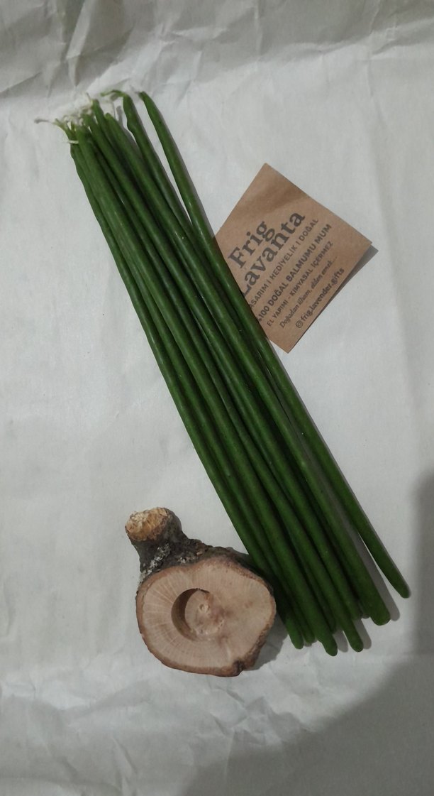 yeşil İnce Mum 12 adet - Görsel 5