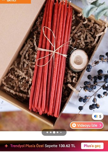 Bordo İnce Mum 16 adet - Görsel 4