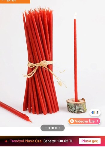 Bordo İnce Mum 16 adet - Görsel 5