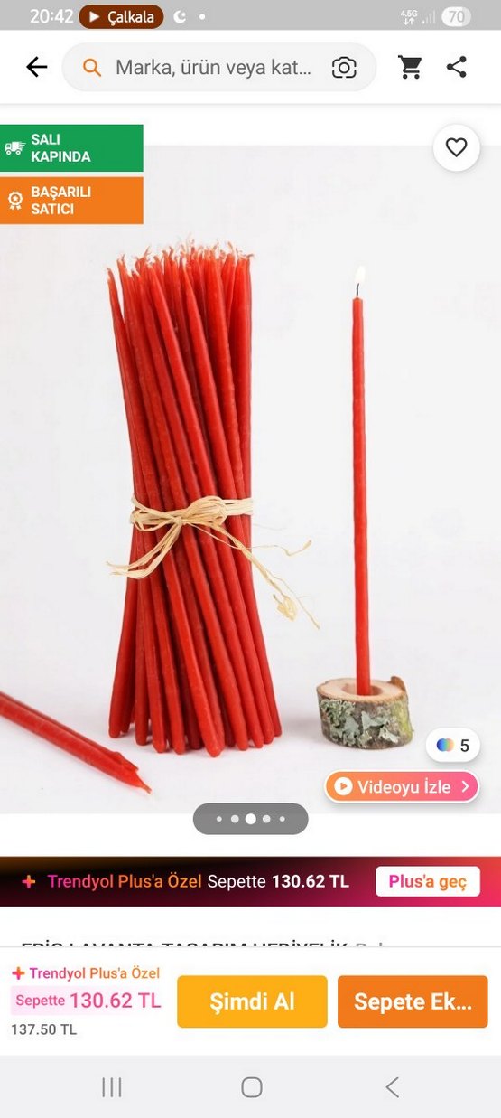 Bordo İnce Mum 16 adet - Görsel 5