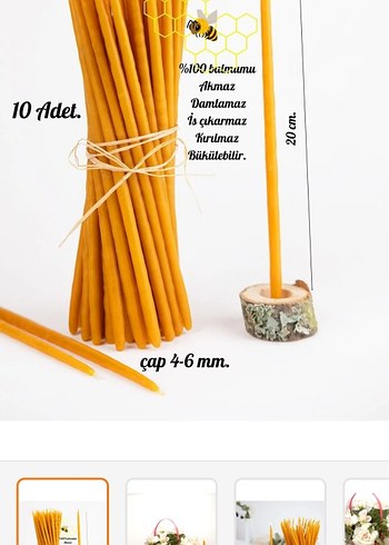 Sarı İnce Mum 14 adet - Görsel 2