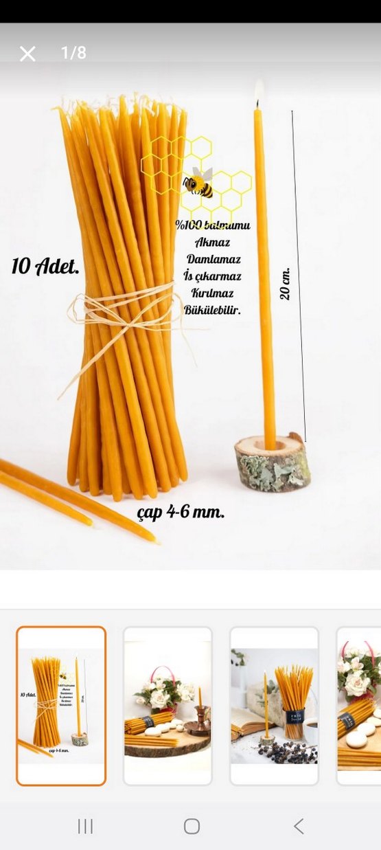 Sarı İnce Mum 14 adet - Görsel 2