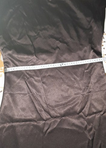 Kahverengi Saten Uzun Drapeli Elbise - Görsel 13