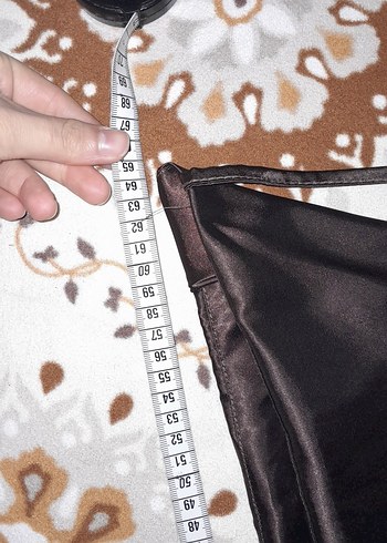 Kahverengi Saten Uzun Drapeli Elbise - Görsel 12