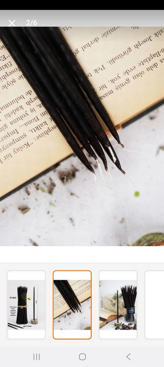 Siyah balmumu İnce Mumlar 11 adet - Görsel 5