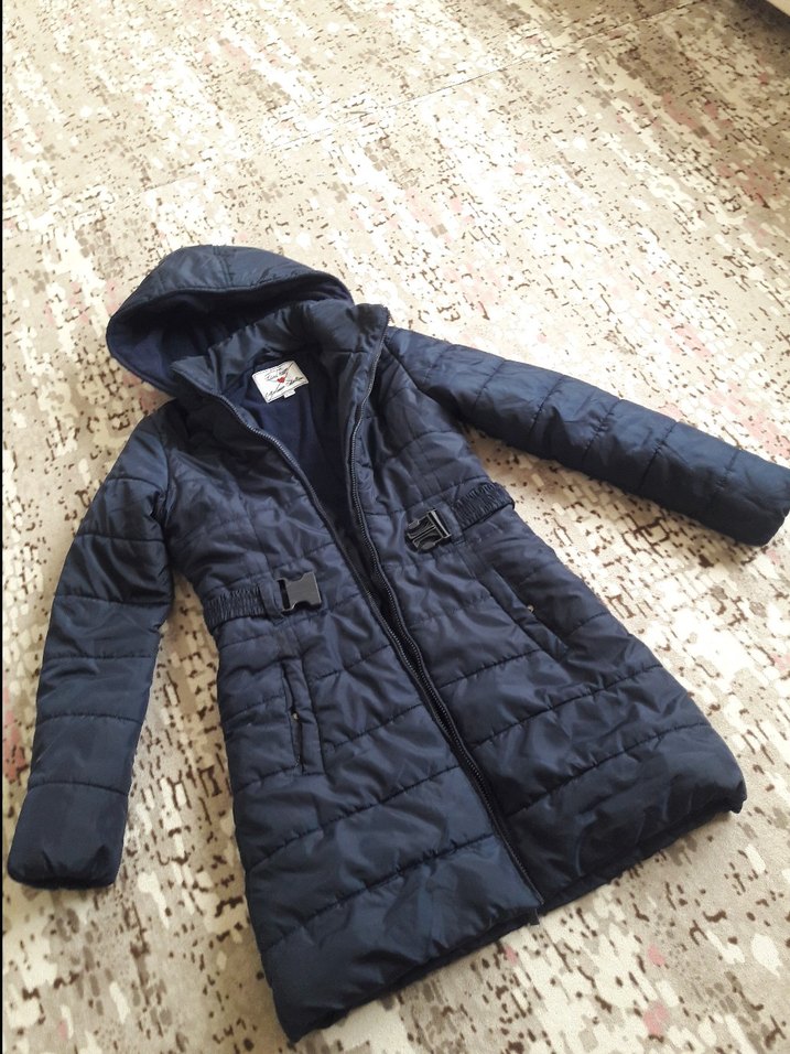 Kemer Detaylı Uzun Lacivert Kadın Kışlık Mont - Görsel 3