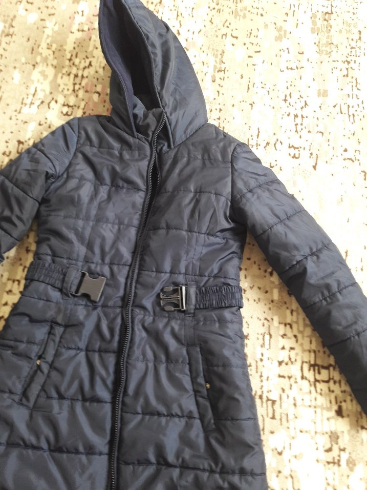 Kemer Detaylı Uzun Lacivert Kadın Kışlık Mont - Görsel 2