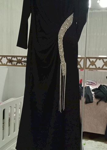 Siyah Drapeli Uzun Abiye Elbise - Görsel 2