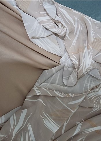 Uzun Kollu Bej Bohem Uzun Elbise - Görsel 8