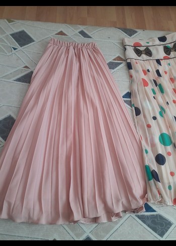 Pembe Pilili Uzun Bohem Etek - Görsel 3