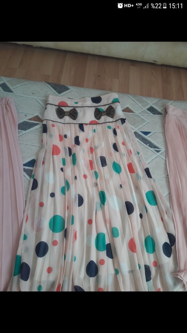 Pembe Pilili Uzun Bohem Etek - Görsel 4