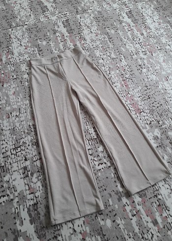 Bej Midi Keten Kadın Kumaş Pantolon - Görsel 6