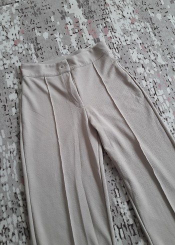 Bej Midi Keten Kadın Kumaş Pantolon - Görsel 5