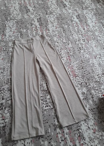 Bej Midi Keten Kadın Kumaş Pantolon - Görsel 4