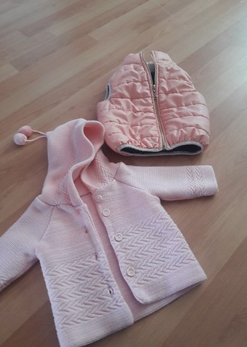 Kız Çocuk Pembe Örgü Yelek - Görsel 2