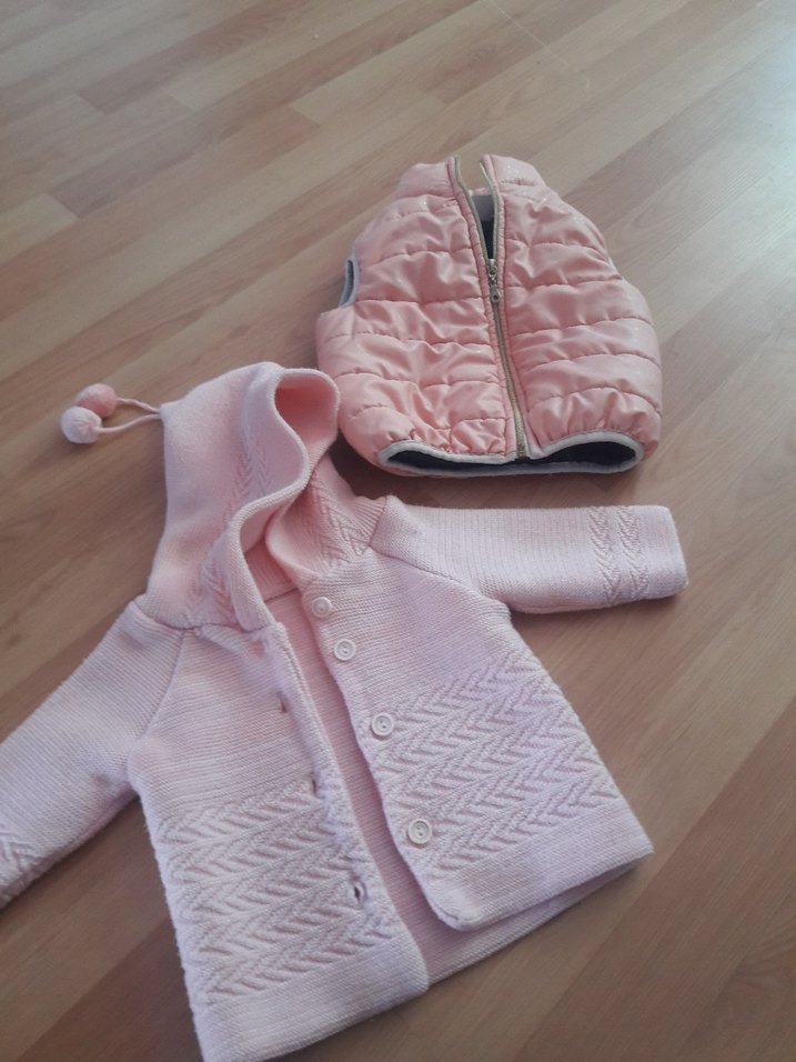 Kız Çocuk Pembe Örgü Yelek - Görsel 2