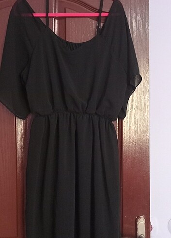 Siyah şifon yazlık abiye elbise 