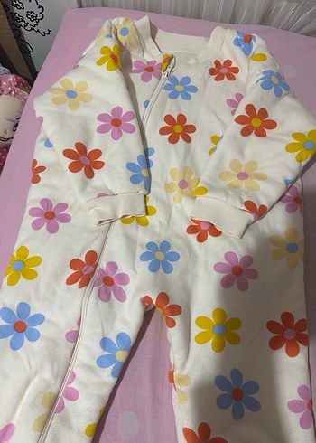 Kız Çiçek Desenli Uyku Tulumu E bebek - Görsel 3