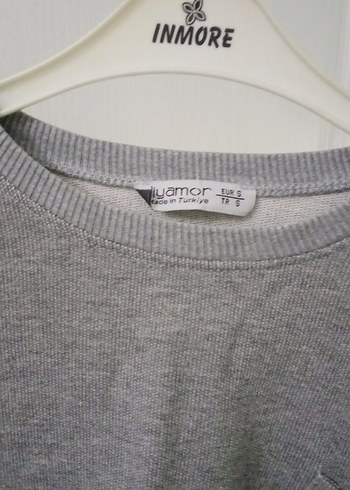 Gri Uzun Kollu Rahat Kesim Sweatshirt - Görsel 3