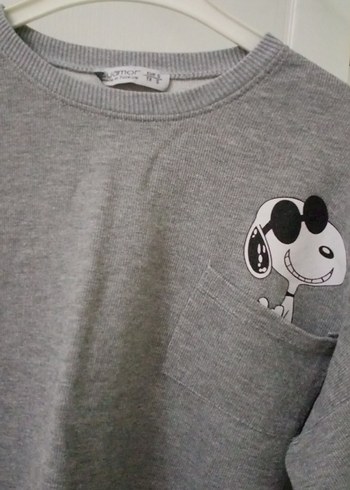 Gri Uzun Kollu Rahat Kesim Sweatshirt - Görsel 2