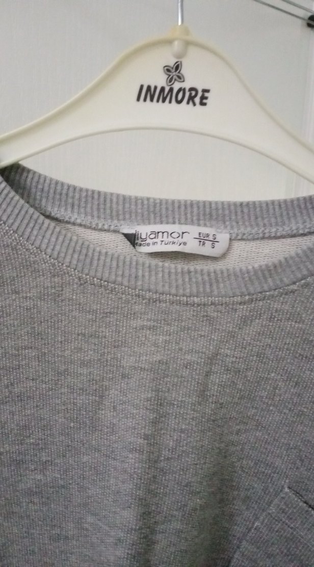 Gri Uzun Kollu Rahat Kesim Sweatshirt - Görsel 3