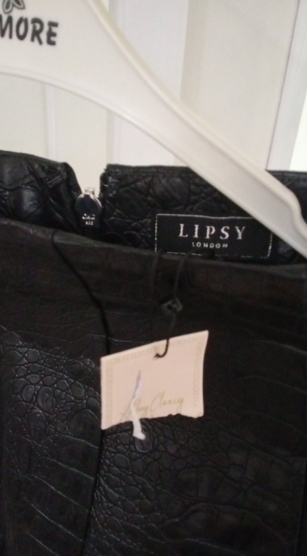 Siyah Deri Yılan Desenli Midi Etek - Görsel 2