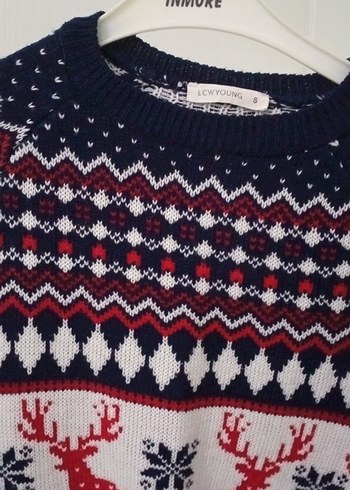 Renkli Desenli Örgü Kadın Kazak - Görsel 2