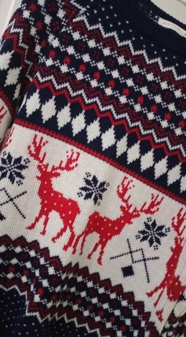 Renkli Desenli Örgü Kadın Kazak - Görsel 3