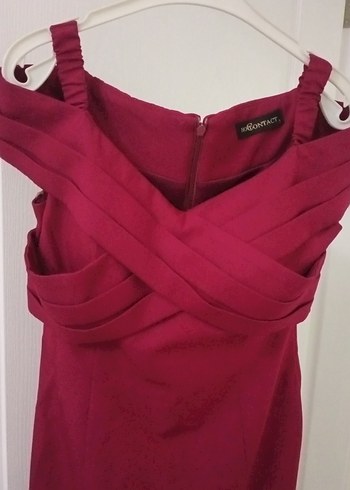 Fuşya Drapeli Mini Abiye Elbise - Görsel 2