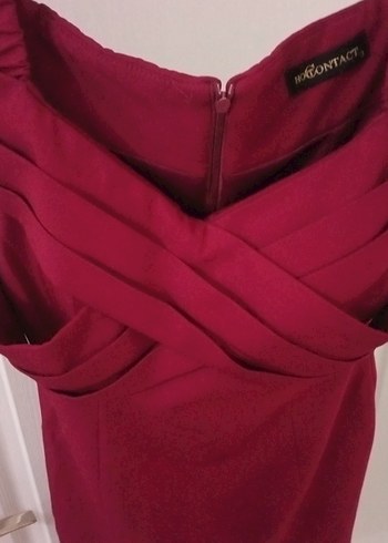 Fuşya Drapeli Mini Abiye Elbise - Görsel 4