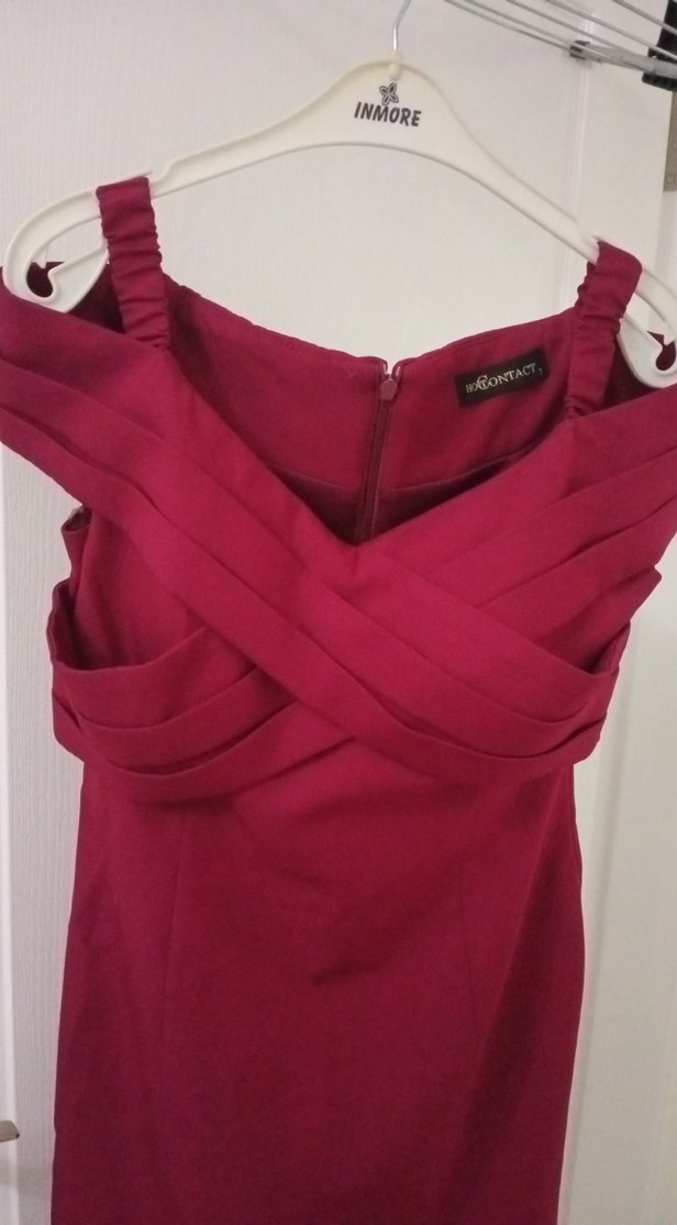 Fuşya Drapeli Mini Abiye Elbise - Görsel 2