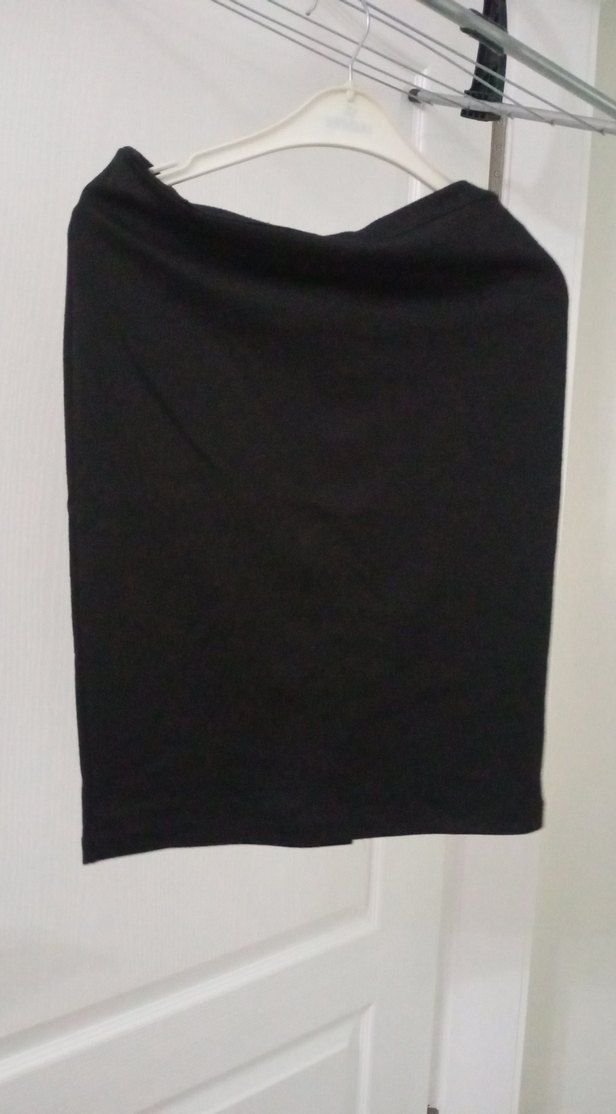 Drapeli Siyah Midi Kadın Etek - Görsel 2