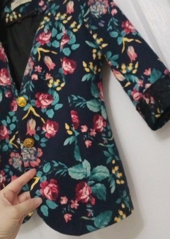 Çiçek Desenli Kadın Blazer Ceket - Görsel 5
