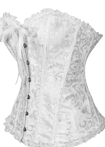 Dantel İşlemeli Beyaz Straplez Korse - Görsel 3