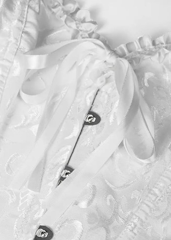 Dantel İşlemeli Beyaz Straplez Korse - Görsel 4