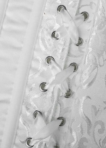 Dantel İşlemeli Beyaz Straplez Korse - Görsel 5