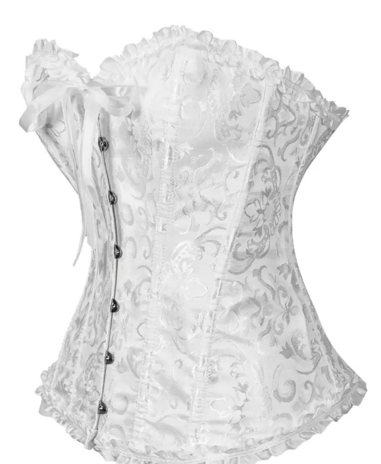 Dantel İşlemeli Beyaz Straplez Korse - Görsel 3