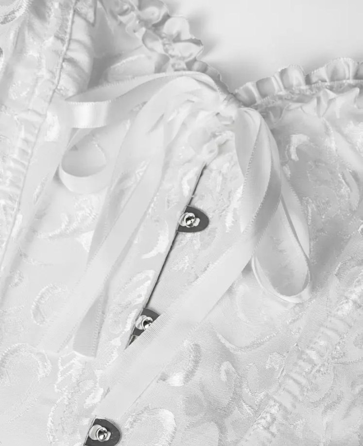 Dantel İşlemeli Beyaz Straplez Korse - Görsel 4