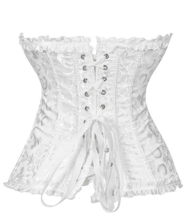 Dantel İşlemeli Beyaz Straplez Korse - Görsel 2