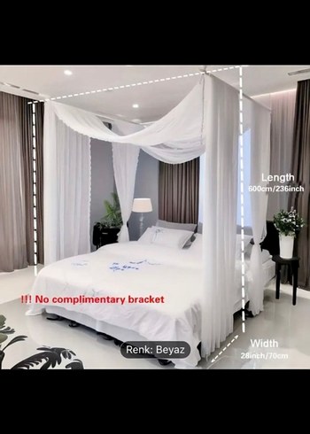 Beyaz Batik Desenli Yatak Perdesi Cibinlik - Görsel 3