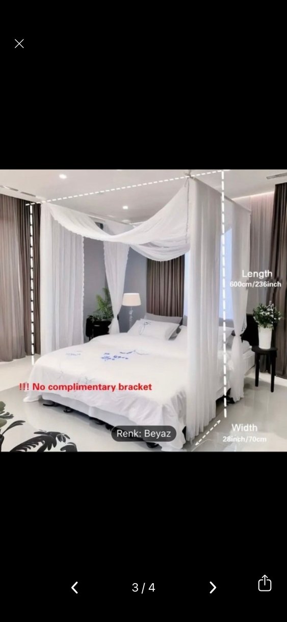 Beyaz Batik Desenli Yatak Perdesi Cibinlik - Görsel 3