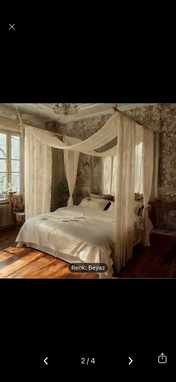 Beyaz Batik Desenli Yatak Perdesi Cibinlik - Görsel 2