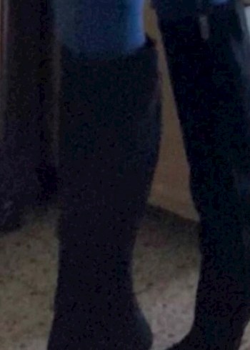 Siyah Süet Diz İnce Topuklu Bot - Görsel 2