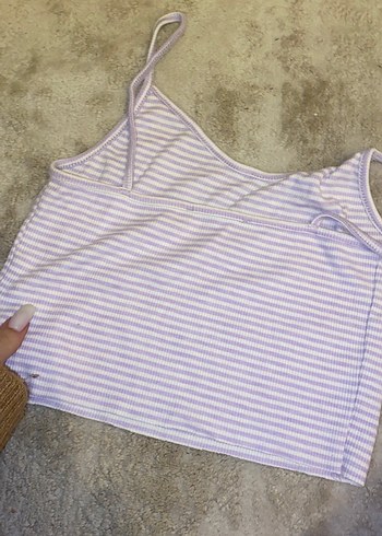 Mor Çizgili Kadın crop - Görsel 2