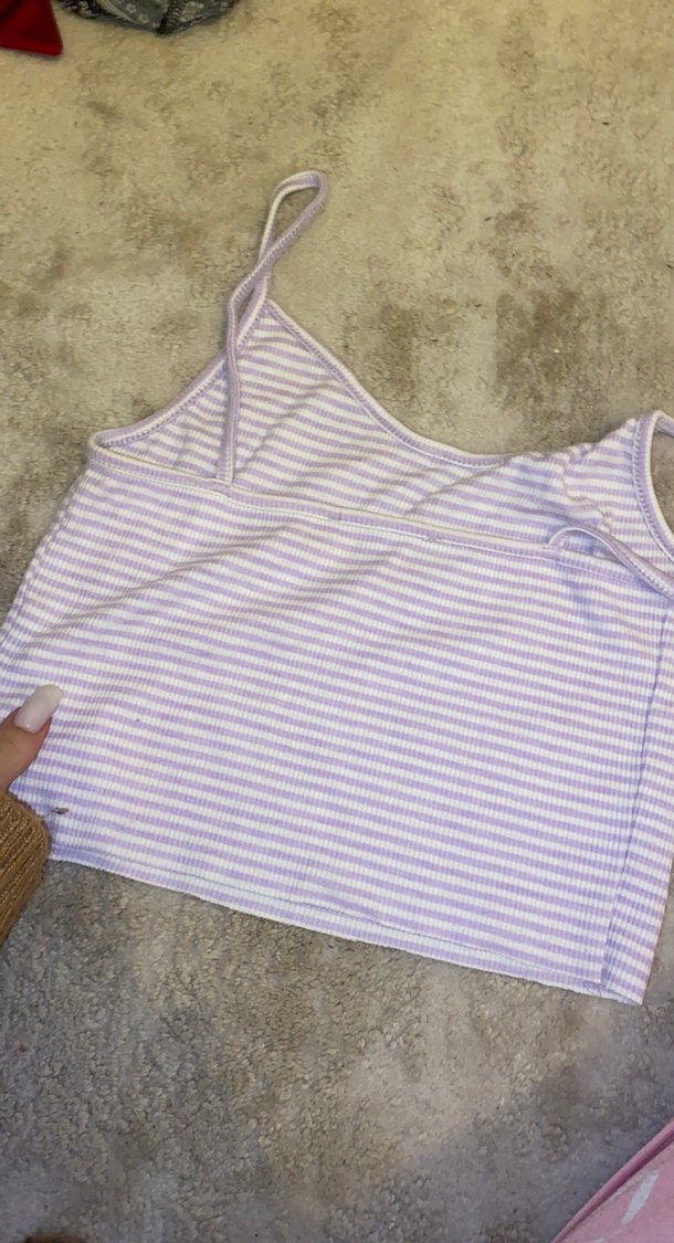 Mor Çizgili Kadın crop - Görsel 2